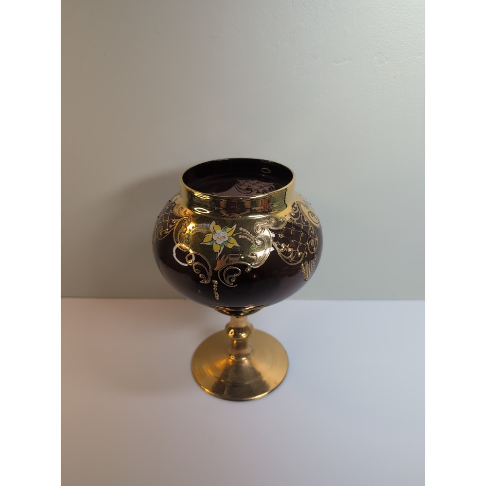 Antique‎ Ardalt Victorian Bohemian purple glass footed Missing Lid